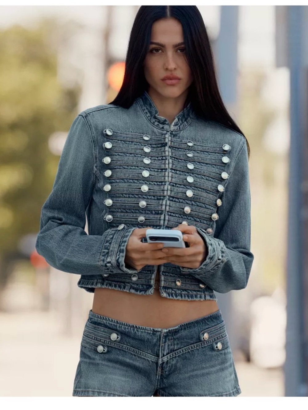 Crop Jacket - Round neck long sleeve jacket Zara